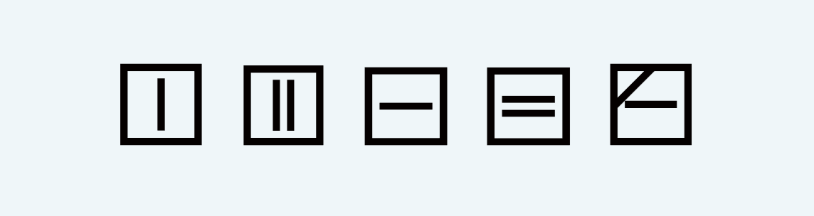 四角い枠に線のマーク