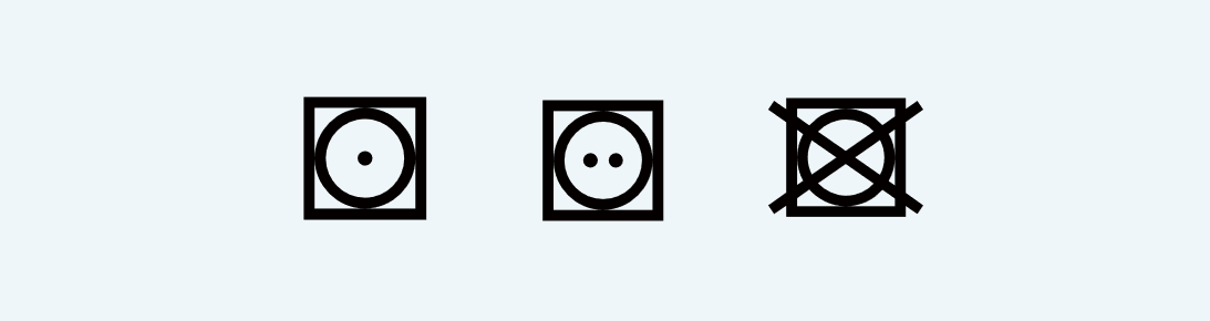 四角い枠に〇のマーク